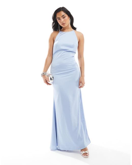 True Decadence Blue Halterneck Bias Cut Maxi Dress