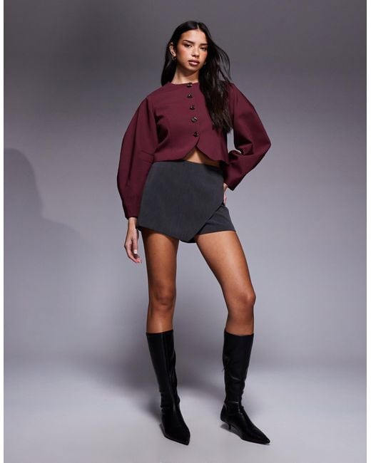 River Island Purple Banana Sleeve Collarless Jacket