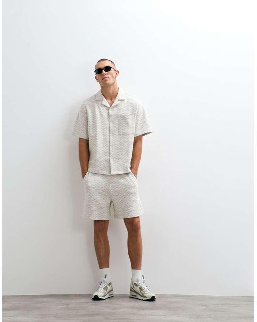 ASOS White Co-ord Mid Length Textured Shorts for men