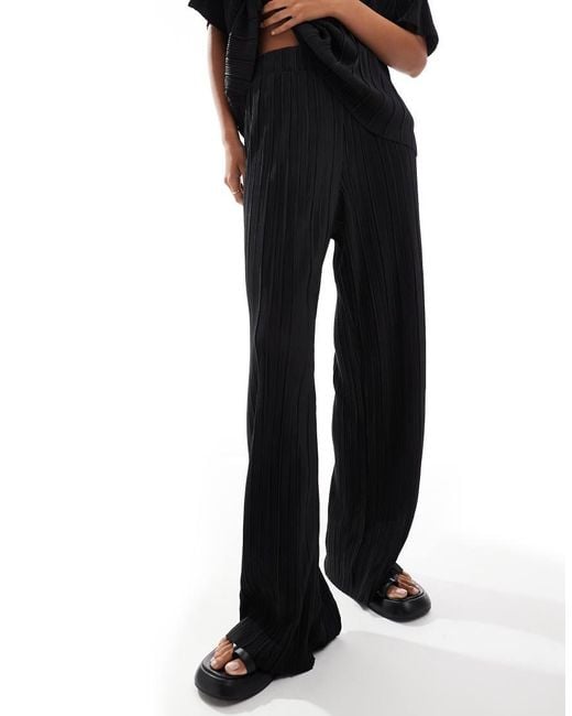 ONLY Black Plisse Wide Leg Trousers Co-ord