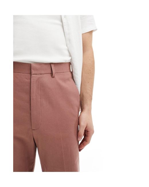 ASOS White Smart Vintage Flare Linen Blend Trousers for men