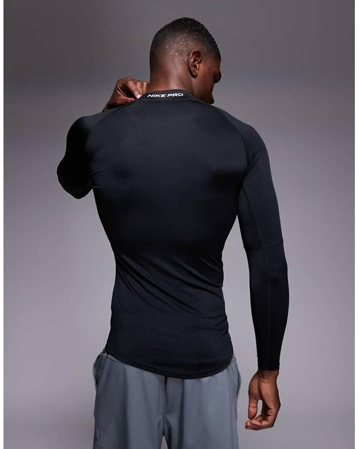 Nike Black Pro Dri-fit High Neck Long Sleeve Top for men