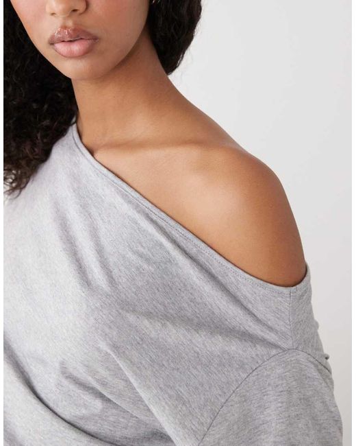Collusion Gray Off Shoulder Drapey Top