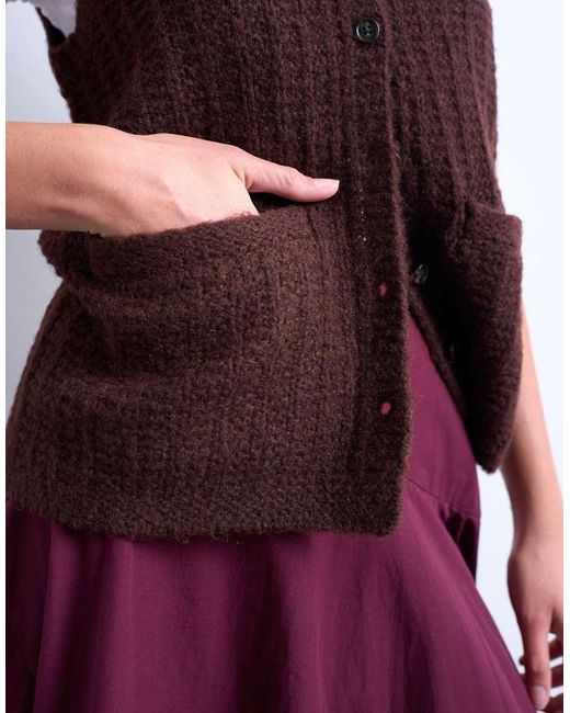 Chaleco Marrón Con Bolsillo De Punto Calado De TOPSHOP de color Purple