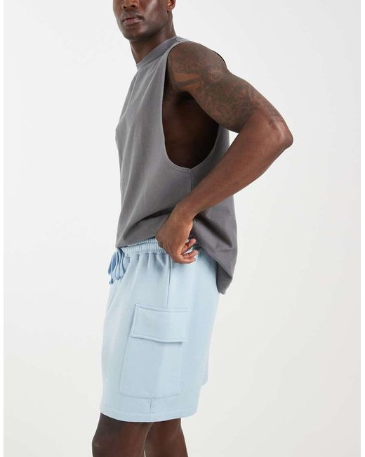ASOS Blue Cargo Jersey Shorts for men