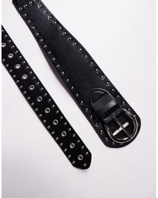 Kaiia Blue Exclusive Faux Leather Eyelet & Stud Detail Chunky Belt
