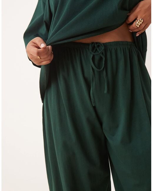 ASOS Green Asos Design Curve Mix & Match Cotton Pajama Pants