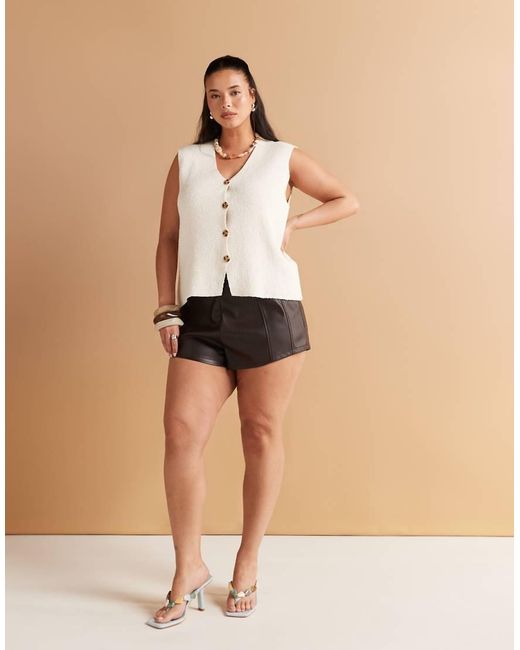 ASOS Natural Asos Design Curve Slub Knit Relaxed Fit Waistcoat
