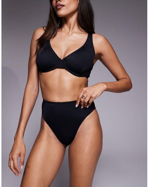 ASOS Black Fuller Bust Maya Marina Del Ray High Apex Plunge Underwired Bikini Top
