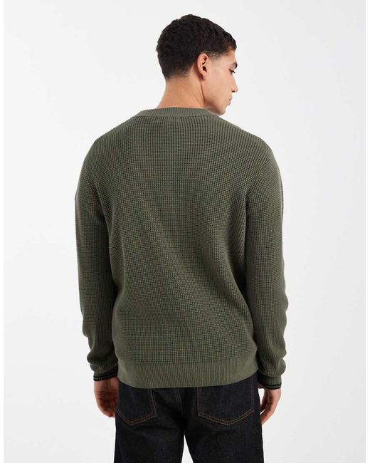 Fred Perry Green Waffle Cardigan for men