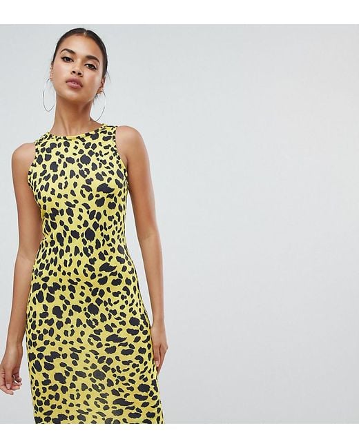 PrettyLittleThing Yellow Leopard Print Midi Dress | Lyst Canada