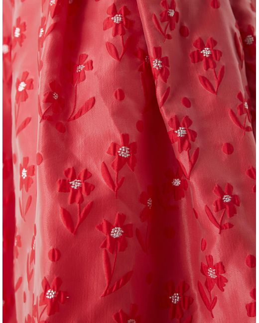 Sister Jane Red Flower Embellished Maxi Skirt