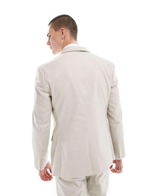 ASOS White Slim Suit Jacket With Linen for men