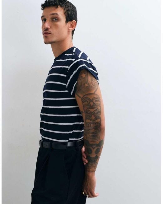 ASOS Blue Regular Fit T-Shirt With Cap Sleeve for men