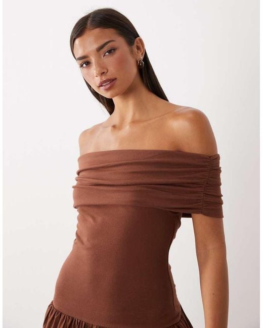 ASOS Brown Bardot Hybrid Maxi Dress