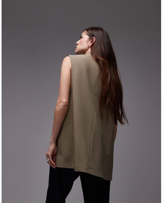 TOPSHOP Gray Throw-on Sleeveless Blazer