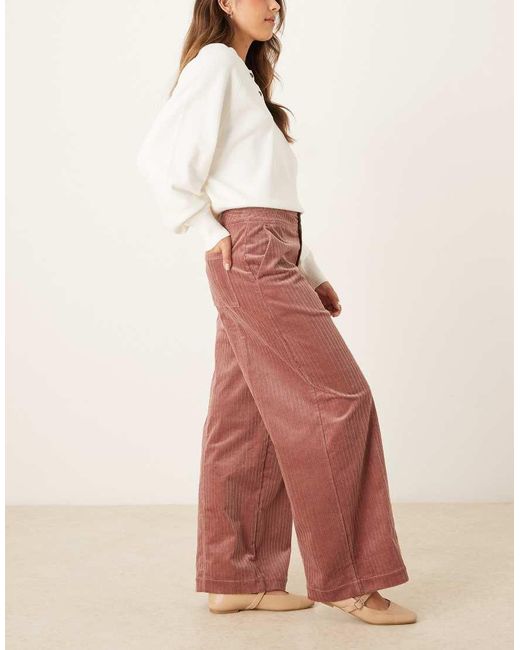 ASOS Natural Cord Wide Leg Ankle Grazer Trousers