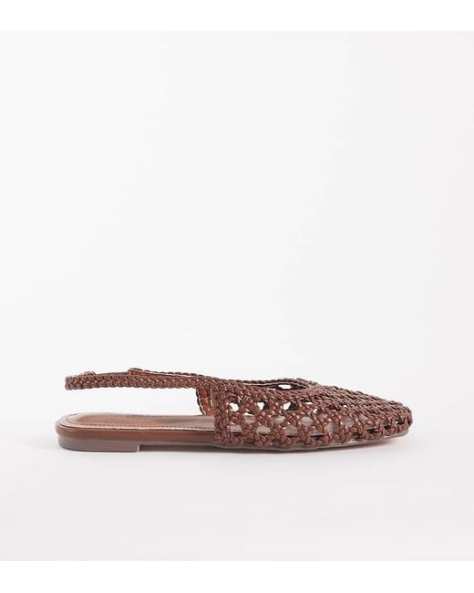 SIMMI Brown Simmi London Wide Fit Biao Slingback Woven Ballet Flats