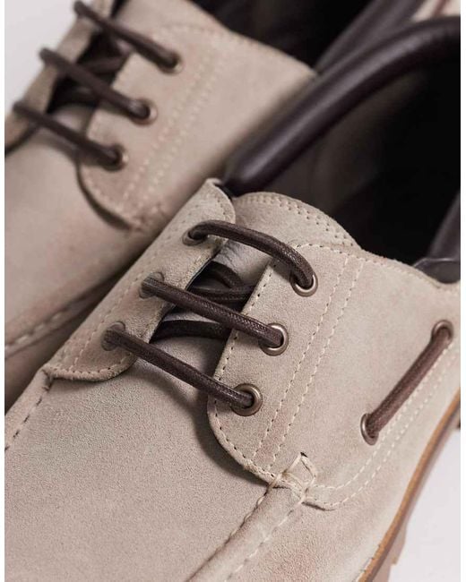 ASOS Natural Boat Shoes With Cleated Sole for men