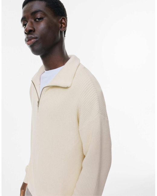 Pull&Bear – strickpullover in Natural für Herren