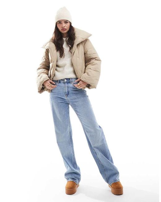 Vero Moda Natural Short Padded Jacket With Wide Sleeves