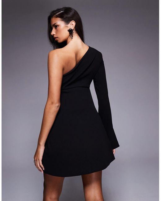 Robe courte asymétrique et structurée avec nœuds à perles nacrées ASOS en coloris Blue