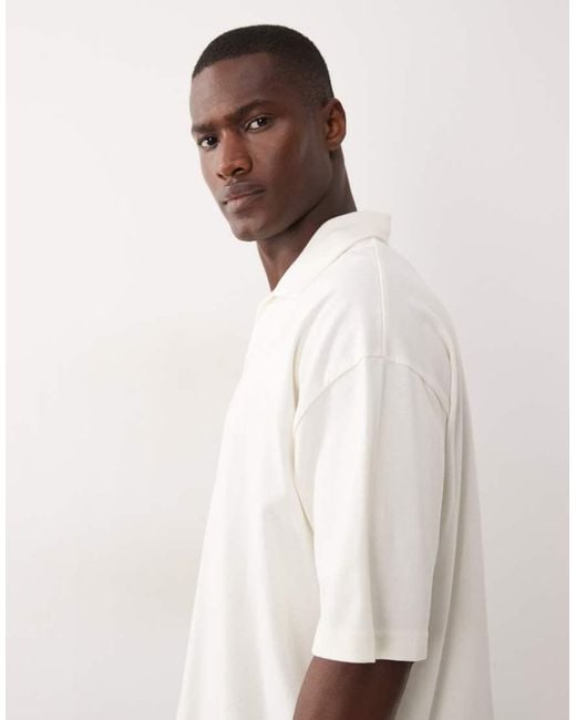 ASOS White Heavyweight Oversized Notch Polo for men