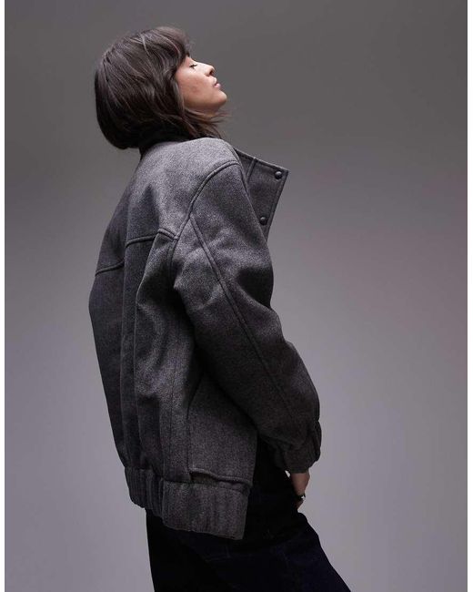 TOPSHOP Bomberjack Met Wollook in het Gray
