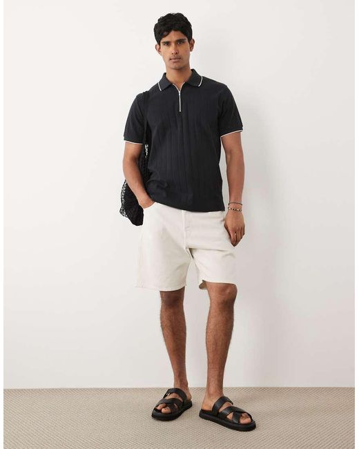 ASOS Black Regular Fit Polo With Zip for men