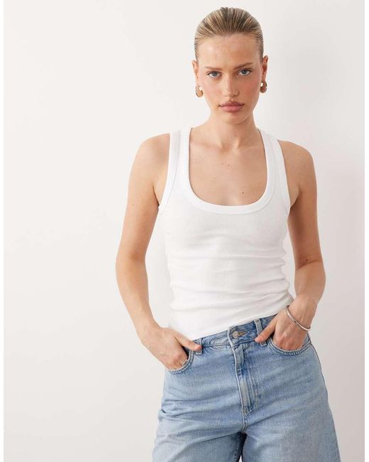 Gina Tricot Blue Super Stretch Scoop Neck Tank Top