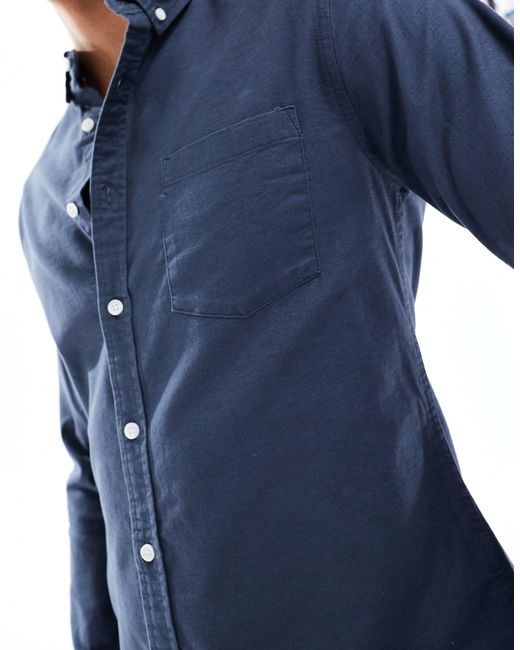 ASOS – es oxford-hemd mit schmaler passform in Blue für Herren