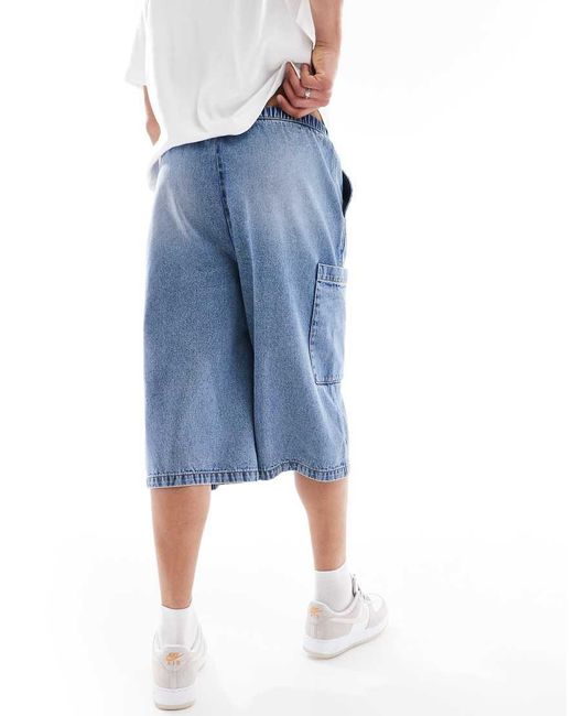 ASOS Blue Longer Length Denim Jorts for men