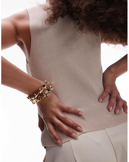 TOPSHOP Metallic – bambi – 2er-pack armbänder mit steinförmigen anhängern im goldton