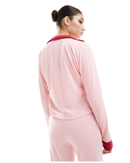 Juicy Couture Pink Retro Towelling Tracksuit Top Co-ord