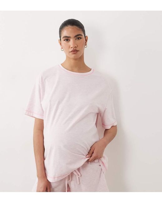 ASOS Pink Asos Design Maternity Oversized Tee And Short Pyjama Set