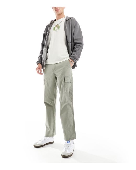SELECTED White Loose Fit Cargo Trouser for men
