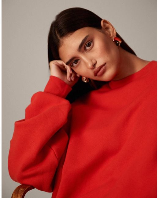 ARRANGE Red Bubble Hem Sweatshirt