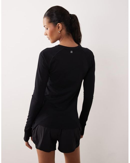 Sweaty Betty Black Athlete Seamless Workout Long Sleeve Top