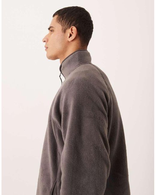 ASOS Gray Relaxed Funnel Neck Quarter Zip Fleece Sweatshirt for men