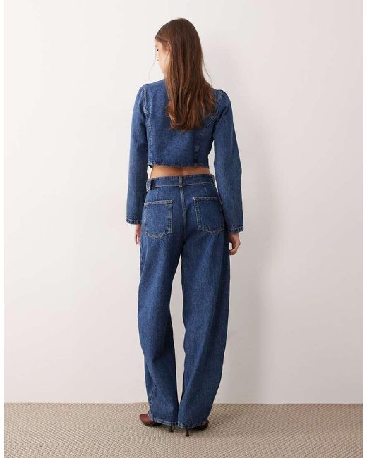Vaqueros Azul Medio Oscuro De Pernera Barrel De (Parte De Un Conjunto)-Azul Marino ASOS de color Blue
