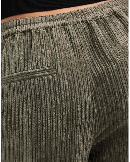 ASOS Broek Van Corduroy Met Elastische Taille in het Green