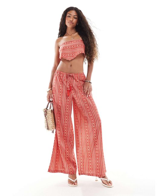 Pantalon ample Wednesday's Girl en coloris Red