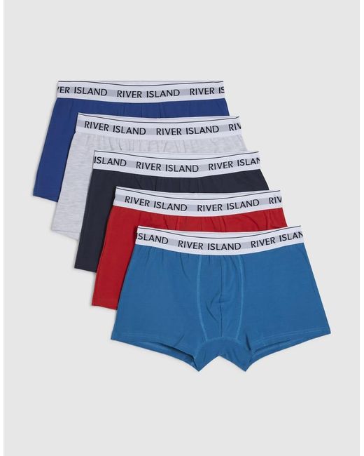 River Island Blue Multi Colour Pack Of 5 Trunks for men