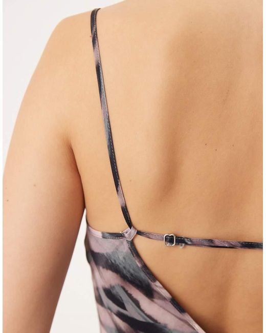 ASOS Multicolor Cami Tie Back Satin Slip Midi Dress