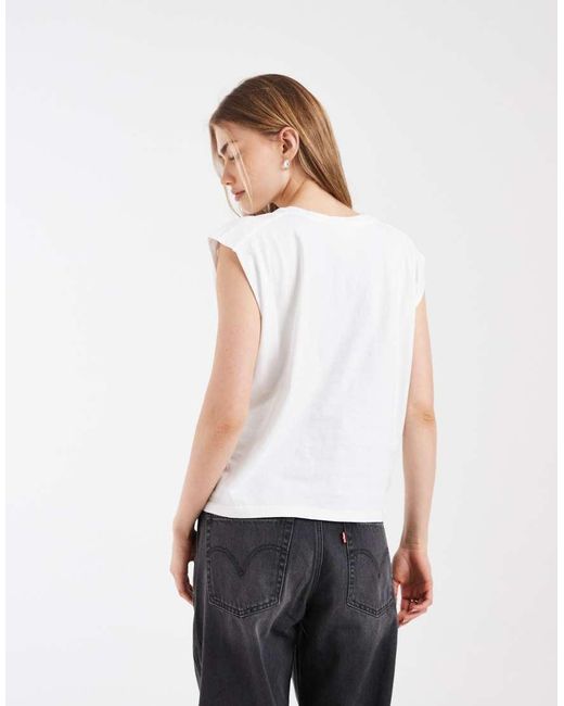 Levi's White Pleated Muscle Tank Top
