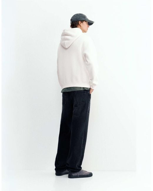 Pull&Bear Basic kapuzenpullover in White für Herren