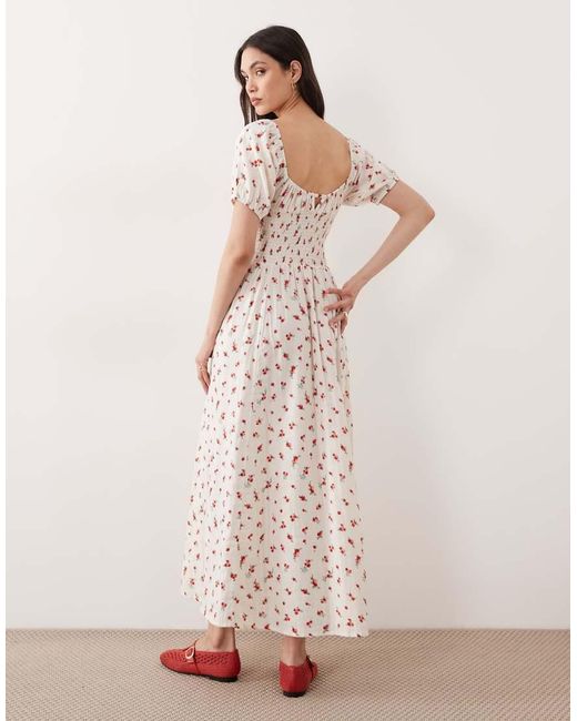 esmé studios Pink Esmee Puff Sleeve Tie Front Maxi Beach Dress