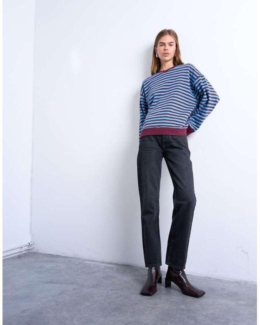 TOPSHOP Blue Runway Mid Rise Straight Jeans