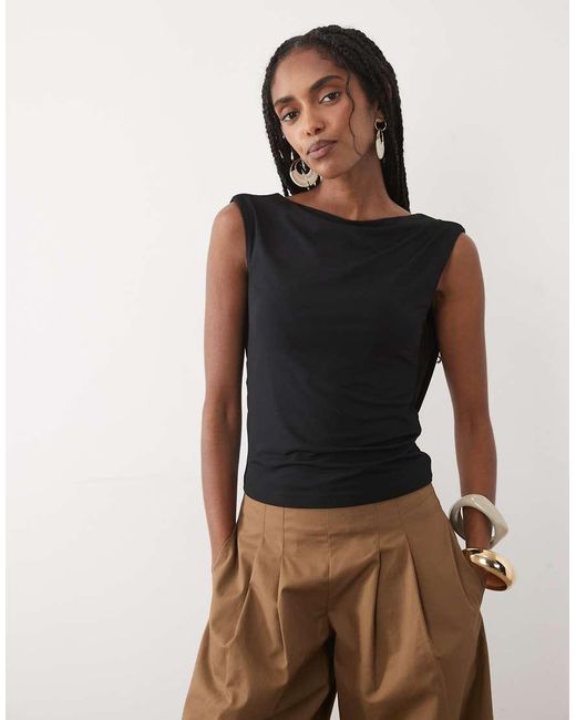 Abercrombie & Fitch Black Cowl Back Slinky Top With