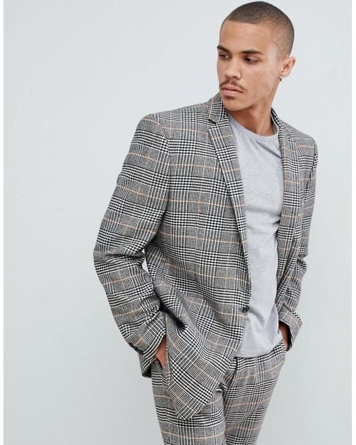 Oversized Suit Jacket In Black And White Check